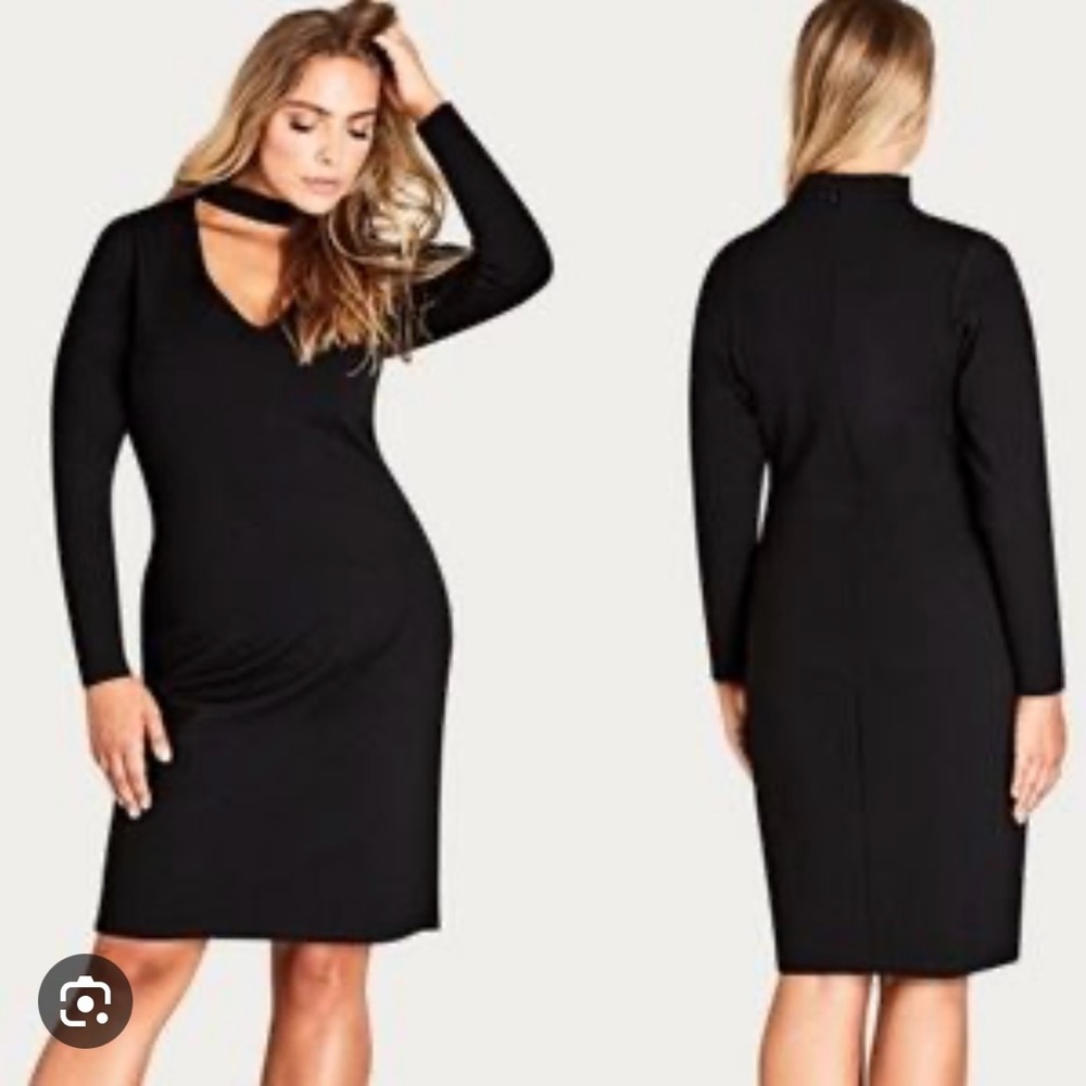 City Chic Black Open Front Dress Size XL